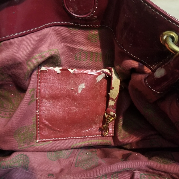 👜 Juicy Couture Dark Red Leather Satchel Purse - Picture 16 of 17